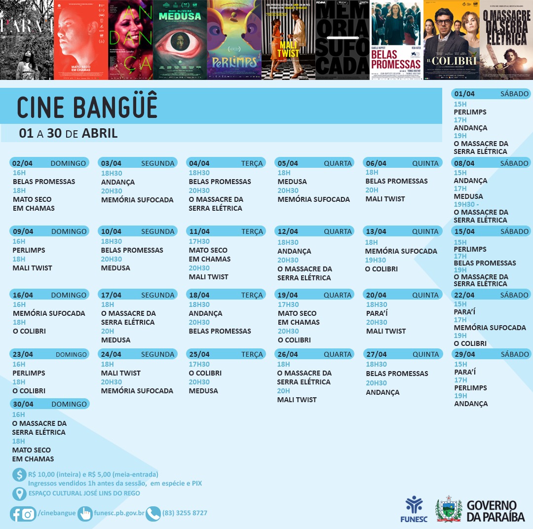 Programação Cine Bangüê - abril/2023