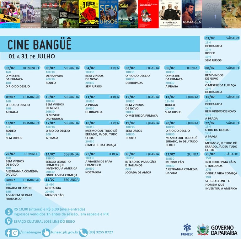 Cine Bangüê - Programação de julho