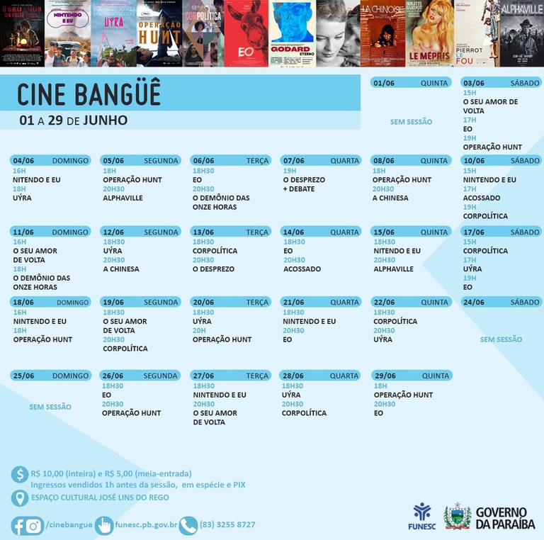 Programação Cine Bangüê - junho/2023