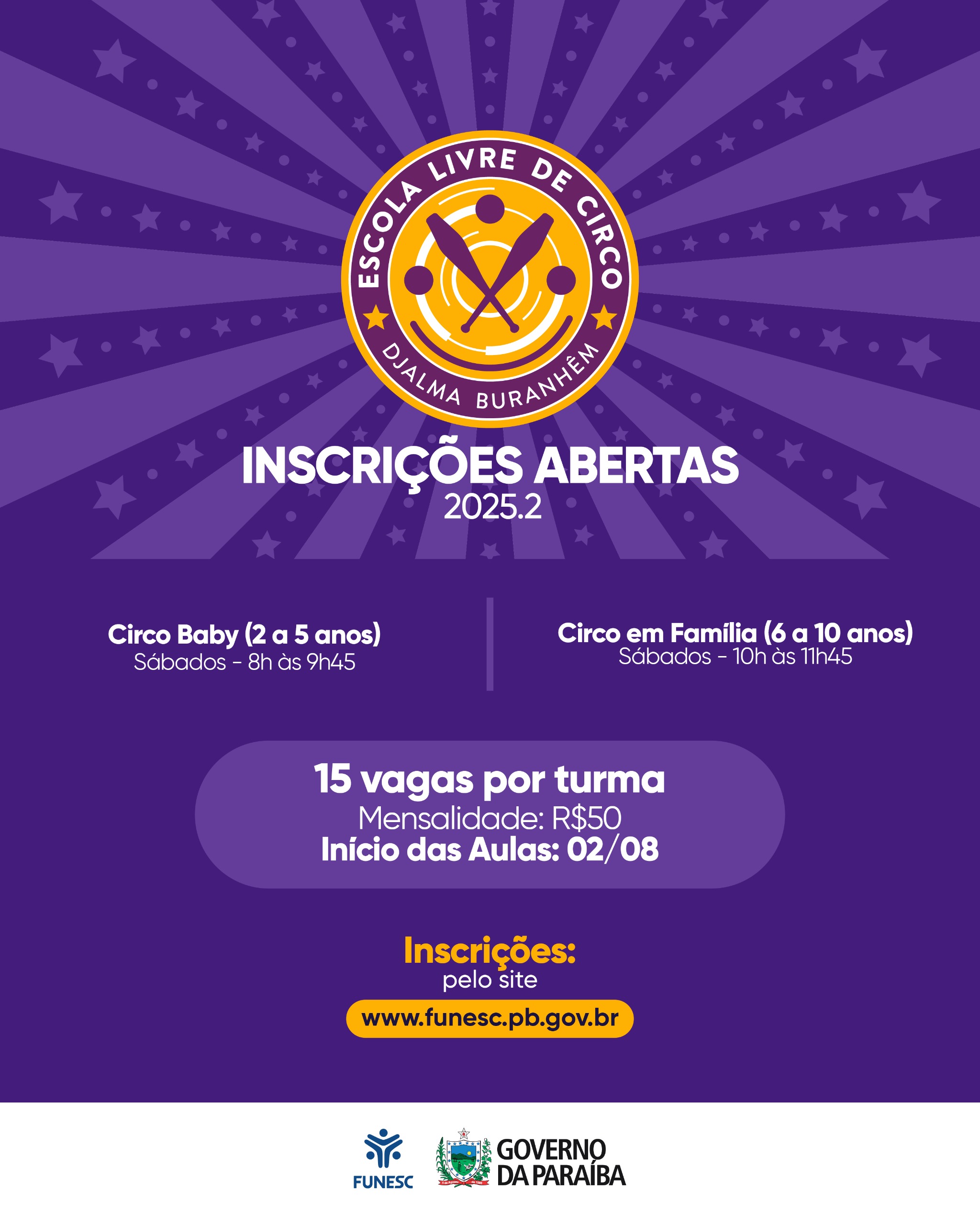 Inscrições para turmas de circo serão nesta segunda-feira, às 8h