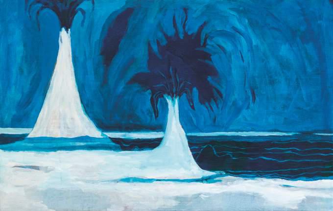 Alice Vinagre, Dois vulcões I, 2018, acrílica sobre tela, 94 x 149 cm. Foto_ Divulgação